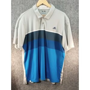 Adidas Climacool Polo Mens XLarge Gray Blue‎ Color block Vented Mesh Performance